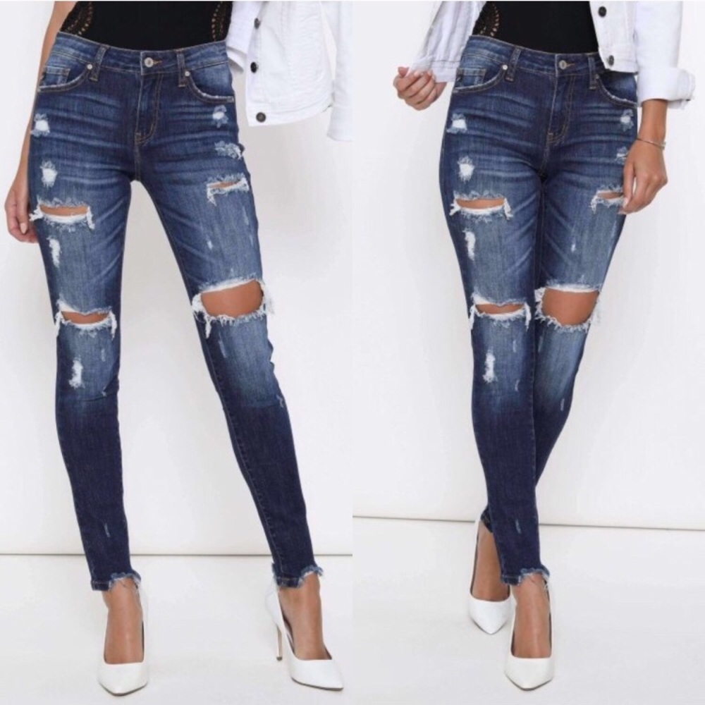 KanCan jeans mid rise destroyed denim sz 25